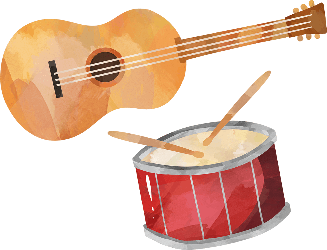 Guitar and drum illustration