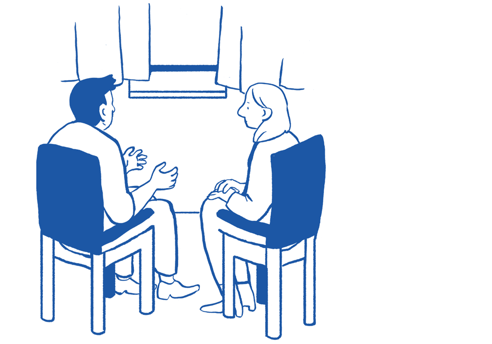 Illustration of two people talking