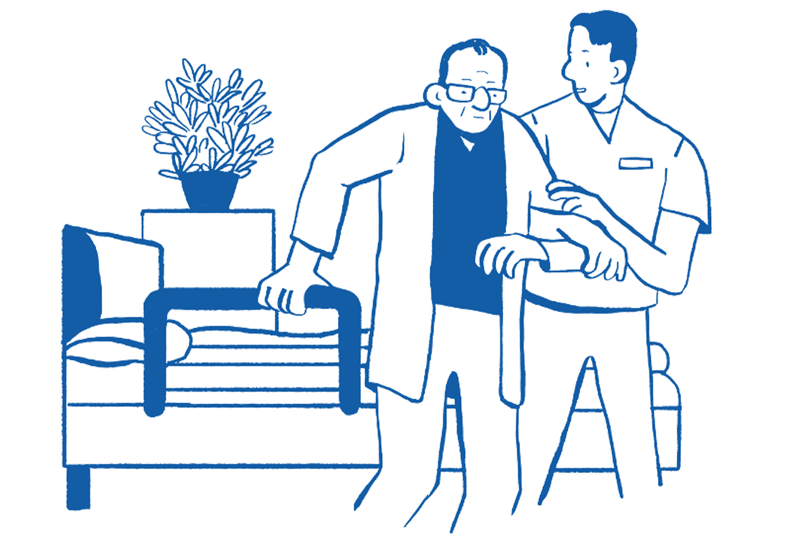 Illustration of nurse helping a patient