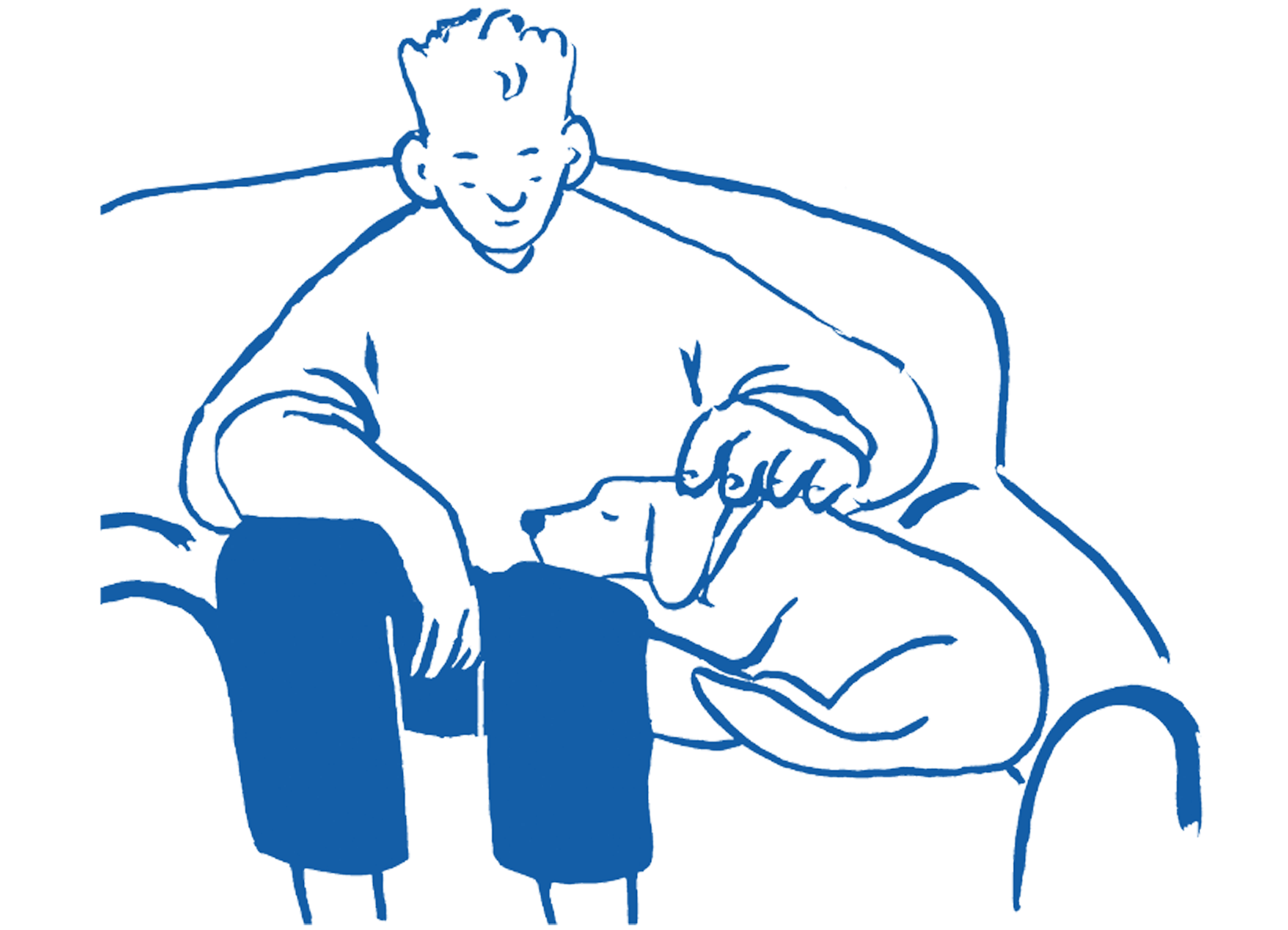 Illustration of a patient patting a dog