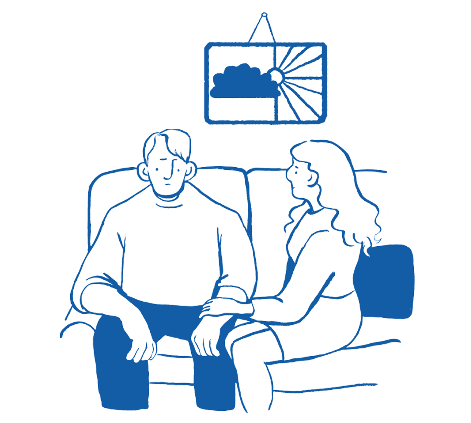 Illustration of a man receiving counselling