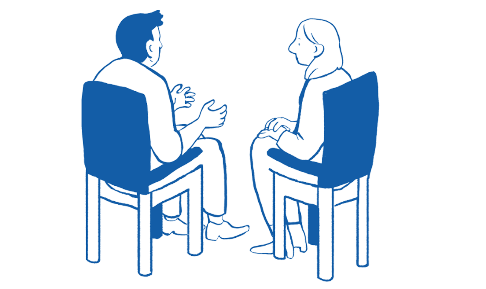 Illustration of two people talking