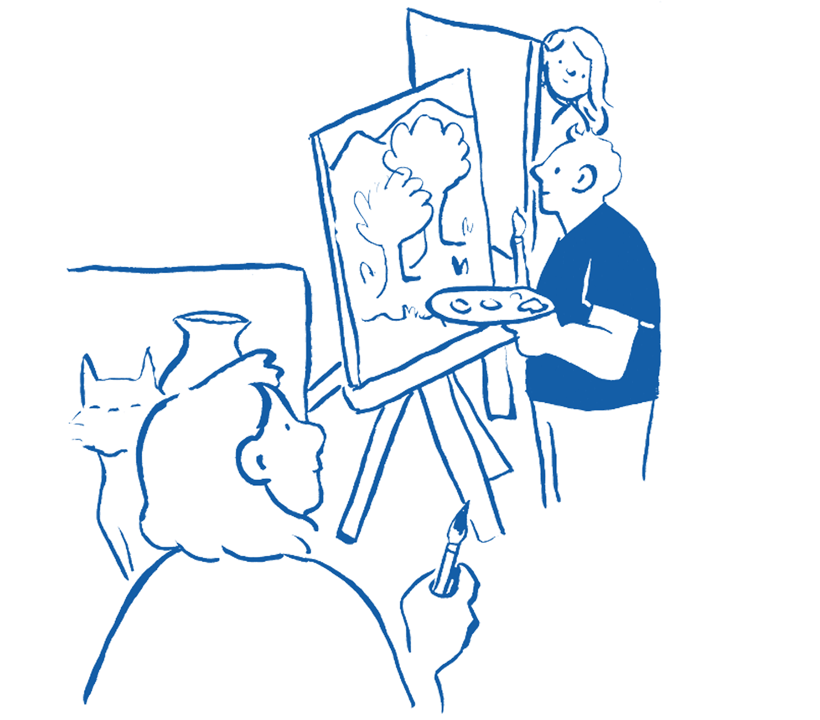 Illustration of patients painting