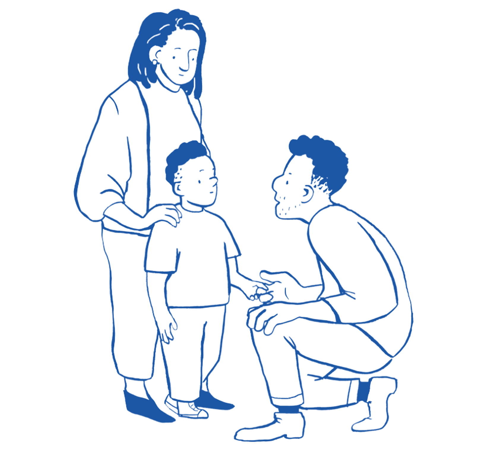 Illustration of a man talking to a child